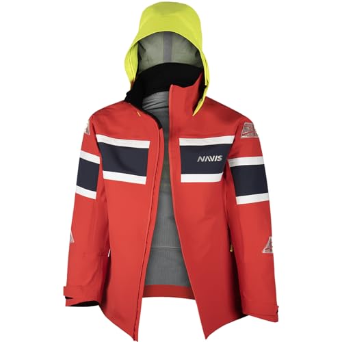 Navis Marine Herren Küsten-Segelanzug - Wasserdicht, 3-Lagen, langlebig, Hi-Vis Jacke & Latzhose Combo(Rot, XL) von Navis Marine