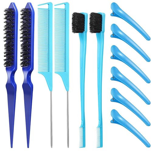 12-teiliges Haarstyling-Kamm-Set, Teasing-Haarbürste, Schwanzkamm, Kantenbürste für Kanten, Rücken, Kämmen, Zupfen für Frauen, Haarbürsten-Set, Haarbürsten-Set für Mädchen, Haarbürsten-Set von Navna