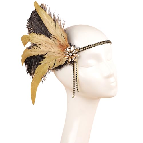 Feder-Stirnbänder, Cocktail-Kopfbedeckung für Mädchen, Maskerade, Haarschmuck, 1920er-Jahre, Flapper-Stirnband, Kristalle, funkelndes Stirnband von Navna