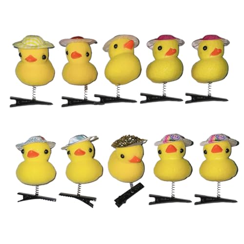 Haarnadeln mit kleinen gelben Enten, 3D-Headset-Clips, niedliche Haarnadeln, modische DIY-Entenschnabel-Clip für Kopfbedeckungsbegeisterte, kleine gelbe Enten-Haarnadeln, 10 Stück von Navna