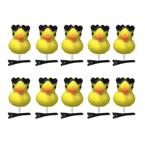 Haarnadeln mit kleinen gelben Enten, 3D-Headset-Clips, niedliche Haarnadeln, modische DIY-Entenschnabel-Clip für Kopfbedeckungsbegeisterte, kleine gelbe Enten-Haarnadeln, 10 Stück von Navna