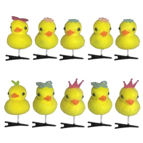 Haarnadeln mit kleinen gelben Enten, 3D-Headset-Clips, niedliche Haarnadeln, modische DIY-Entenschnabel-Clip für Kopfbedeckungsbegeisterte, kleine gelbe Enten-Haarnadeln, 10 Stück von Navna