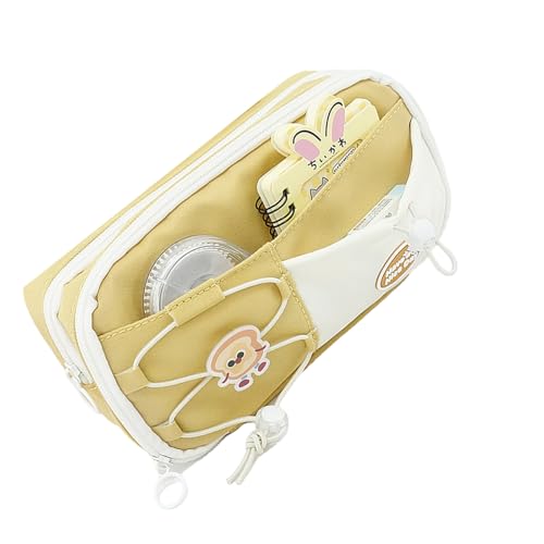 Navna Federmäppchen mit hoher Kapazität, 8 Fächer, Polyester, Stifteetui, mehrschichtig, für Schule, Büro, 23 x 12 x 8 cm, großes Fassungsvermögen, für Studenten, gelb von Navna