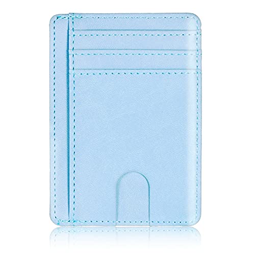 Navna Schlanke Geldbörse, minimalistische Vordertasche, RFID-blockierend, Kreditkartenhalter, hält bis zu 8 Karten für Männer und Frauen, Kordelzugbeutel, 12,7 x 17,8 cm, himmelblau von Navna