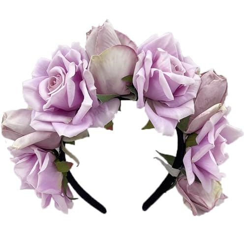 Temperament-Blumen-Stirnband, ethnischer Haarreif, Braut, Frau, Frühling, Hochzeit, Party, Kopfbedeckung für Fotografie, Barock-Stirnband, Hochzeit, Barock-Stirnbänder für Damen von Navna