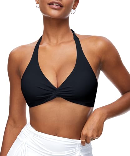 Navneet Damen Bikini Oberteil Push Up Sport Bikini Triangel Neckholder Bikinis Bademode Vacation Swimsuits Schwarz L von Navneet