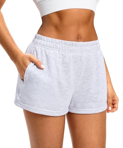 Navneet Damen Sweatshorts Sport Booty Shorts Kurze Jogginghose Sommer mit Taschen Y2k Outdoor Laufhose Grau M von Navneet