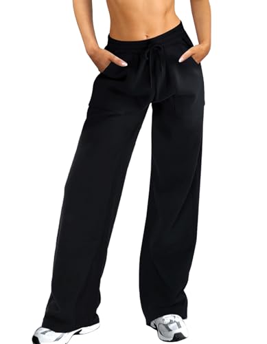 Navneet Jogginghose Damen Baggy Lang Locker Sweatpants Hose Weites Bein Jogger Pants High Waist mit Taschen Freizeithose Schwarz S Navneet Jogginghose Damen Baggy Lang Locker Sweatpants Hose Weites Bein Jogger Pants High Waist mit Taschen Freizeithose Schwarz S von Navneet