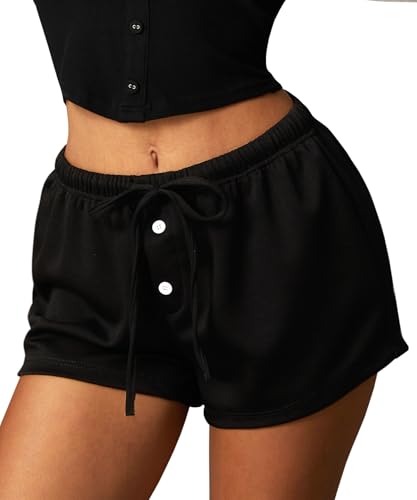 Navneet Kurze Hose Damen Bermuda Shorts Sommer Sweatshorts Weites Bein Schnürung Y2k Lounge Outdoor Schwarz M Navneet Kurze Hose Damen Bermuda Shorts Sommer Sweatshorts Weites Bein Schnürung Y2k Lounge Outdoor Schwarz M von Navneet