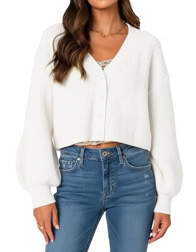 Navneet Strickjacke Damen Kurz Oversize Cardigan Langarm Pullover Strick Bolero Jäckchen Herbst Jacken Y2K Weiß S Navneet Strickjacke Damen Kurz Oversize Cardigan Langarm Pullover Strick Bolero Jäckchen Herbst Jacken Y2K Weiß S von Navneet