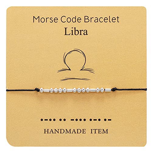 Nawcoy Morsecode-Armbänder für Damen, 12 Sternzeichen-Astrologie-Armband, verstellbarer Strang, Morsecode-Armband für Schwester, 4 UK, Kupfer, Kupfer von Nawcoy