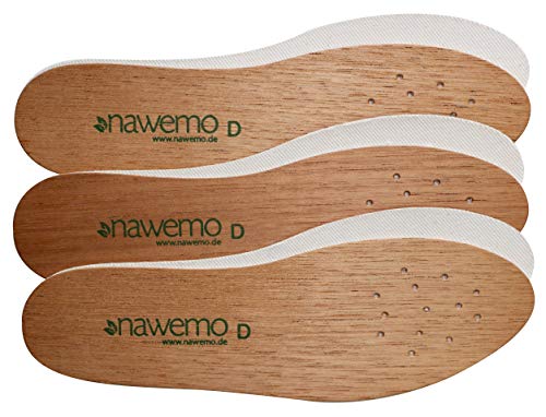 Nawemo 3er Pack/3 Paar Zedernholzsohlen Damen, antibakterielle Zedernholz Einlegesohlen gegen Schweißfüße, Fußgeruch, Fußpilz und Nagelpilz, dünne Einlegesohlen braun, Größe 39EU von Nawemo