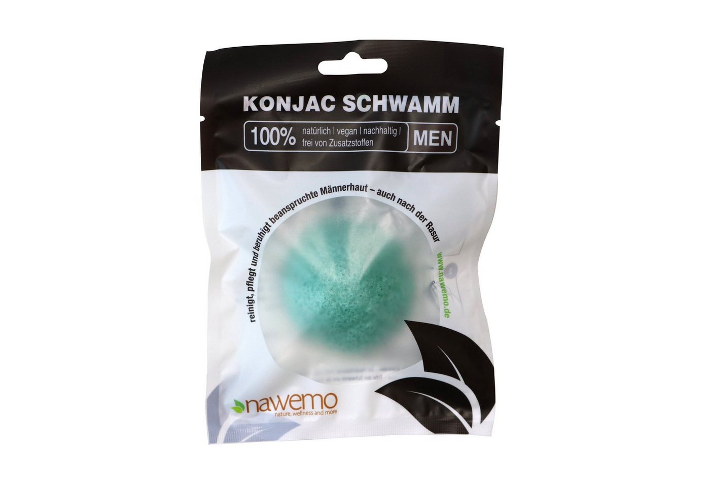 Nawemo Gesichtsschwamm Nawemo Konjac Schwamm MEN Pfefferminze, für Männerhaut, 3 tlg. von Nawemo