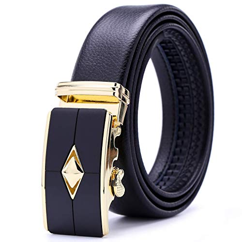 Naxxramas Herren Gürtel Leder Designer Gold Automatische Schnalle Ratsche Gürtel für Männer von Naxxramas