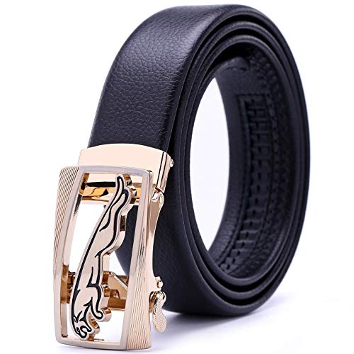 Naxxramas Herren Gürtel Leder-Ratschengürtel Kleid mit Schnalle schieben Einstellbar von Naxxramas