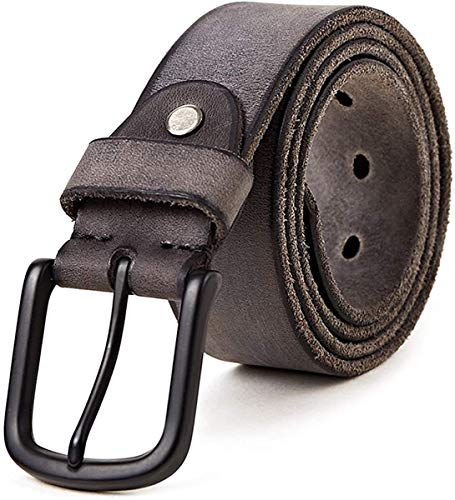 Naxxramas Herren Gürtel Voll Korn Original Leder Gürtel 1.5"(38mm) T10 (Grau,120cm) von Naxxramas