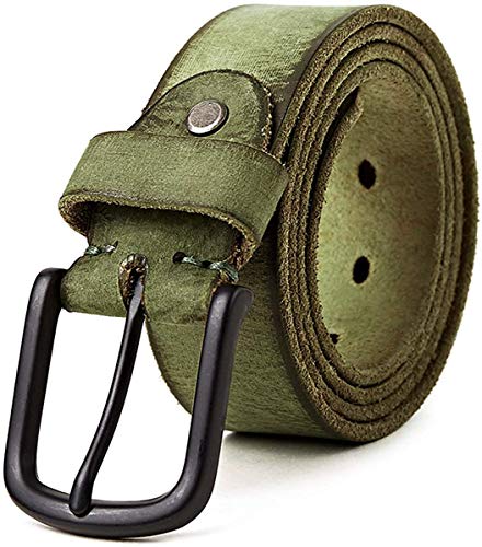 Naxxramas Herren Gürtel Voll Korn Original Leder Gürtel 1.5"(38mm) T10 (Grün,125cm) von Naxxramas