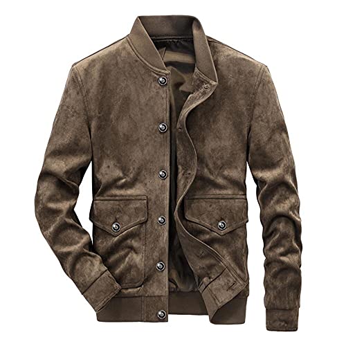 Naxxramas Herren Jacke Mode Retro Wildleder Blousons (Kaffee,XL) von Naxxramas