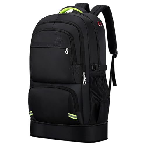 Nayubo 65L Wanderrucksack für Männer Wasserdichter erweiterbarer Reiserucksack Handgepäck Rucksack Lässiger Tagesrucksack Großer Rucksack für Camping Outdoor Sports Trekking (Schwarz) von Nayubo