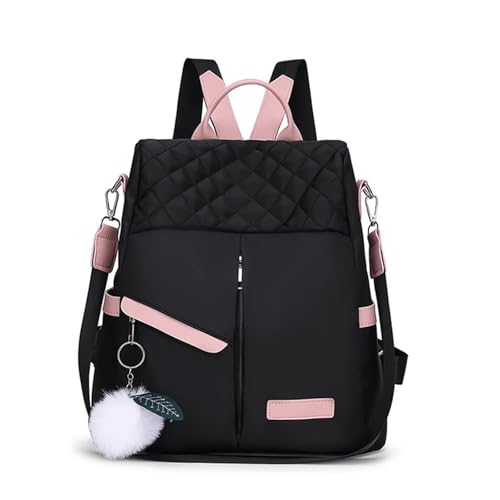 Nayubo Kleiner Rucksack Geldbörse für Damen Reisen lässiger Tagesrucksack mit süßem Pom Pom Schlüsselanhänger Leichte tägliche Arbeitsmode Umhängetasche Damen Mini trendiger Rucksack (Schwarz) von Nayubo