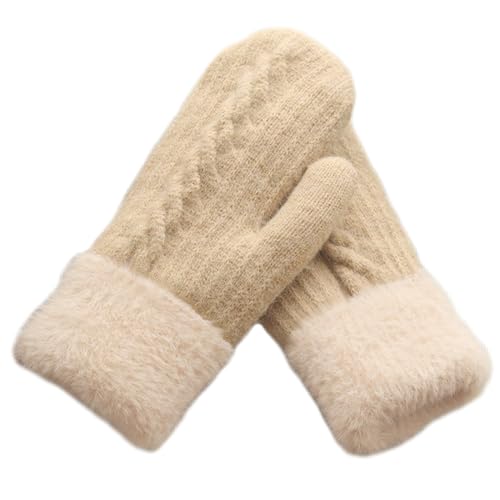 Nayyana 1 Paar Handschuhe Damen Winter Warme, Fäustlinge Damen Kinder Fausthandschuhe Winterhandschuhe Weihnachts Strickhandschuhe, Super Dicke Gestrickt Fausthandschuhe von Nayyana