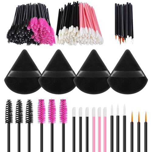 Nayyana 114 Stück Einweg-Make-up-Applikatoren mit dreieckigen Make-up-Puffs, Mascara-Sticks, Lippenapplikatoren, Eyeliner-Pinsel, Make-up-Applikator-Set für Make-up-Künstlerbedarf von Nayyana