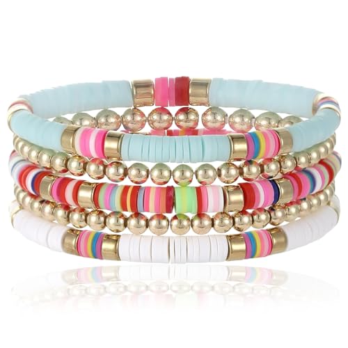 Nayyana 5 Stück Surfer-Armband für Frauen und Mädchen, Bohemian-Stil, stapelbar, geschichtete Freundschaftsarmbänder, Stretch-Muschelarmbänder, elastischer Boho-Sommer-/Strandschmuck Nayyana 5 Stück Surfer-Armband für Frauen und Mädchen, Bohemian-Stil, stapelbar, geschichtete Freundschaftsarmbänder, Stretch-Muschelarmbänder, elastischer Boho-Sommer-/Strandschmuck von Nayyana