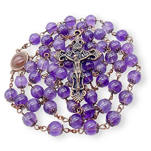 Nazareth Store Amethystperlen Rosenkranzkette mit Heiliger Erde-Medaille und Kruzifix - Katholische Rosenkränze aus der Terra-Santa-Kollektion Nazareth Store Amethystperlen Rosenkranzkette mit Heiliger Erde-Medaille und Kruzifix - Katholische Rosenkränze aus der Terra-Santa-Kollektion von Nazareth Store