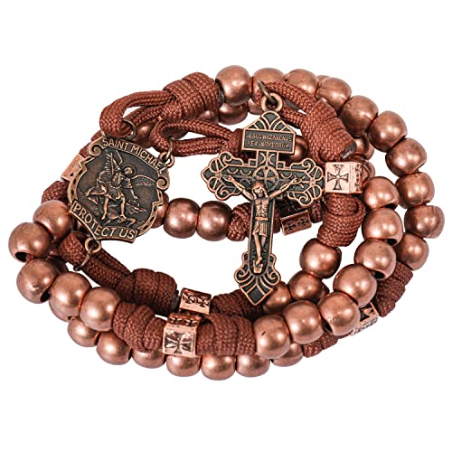 Nazareth Store St. Michael Paracord Rosenkranz Perlen Robuste Rosenkranz Halskette Starke Schnur Katholische Pardon Kruzifix Herren Rosenkränze Paracord von Nazareth Store