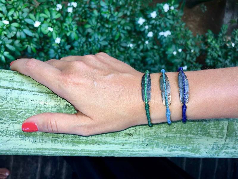 Feder Armband - Silber Boho Smaragd Grün Feder Armband - Silber Boho Smaragd Grün von Nazarland