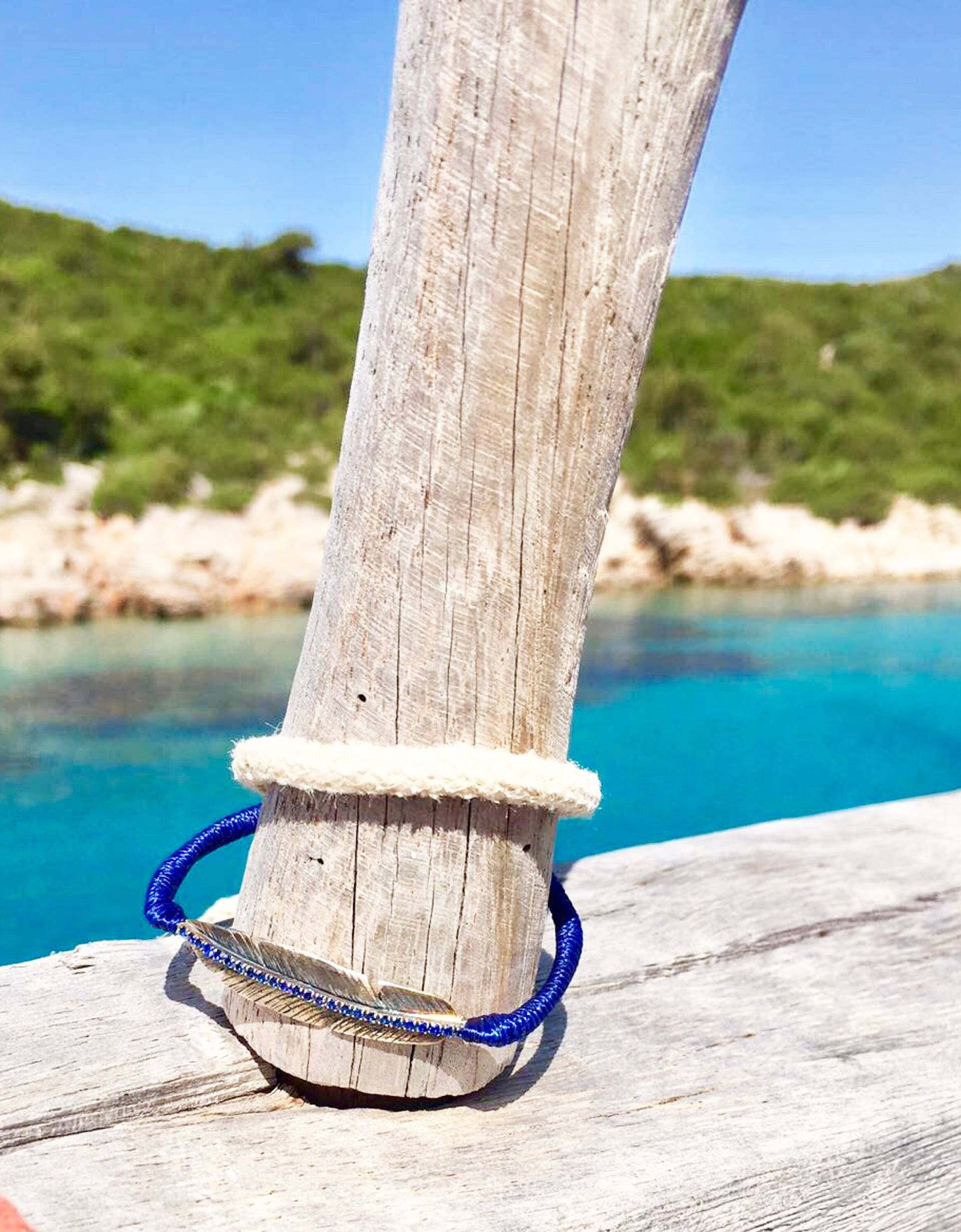 Feder - Silber Armband Boho Sommer Blau Feder - Silber Armband Boho Sommer Blau von Nazarland