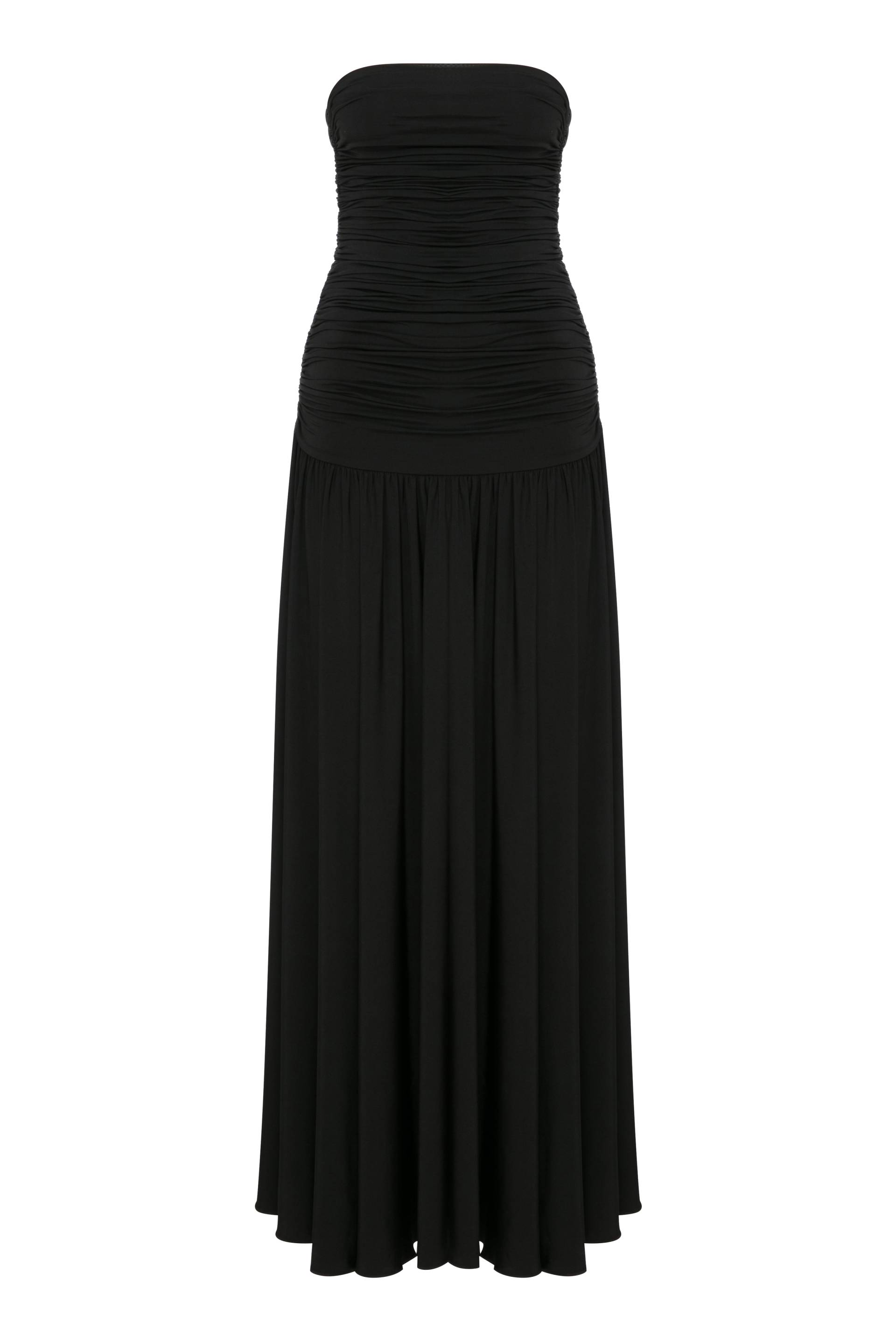 Amber Strapless Jersey Long Dress in Black von Nazli Ceren