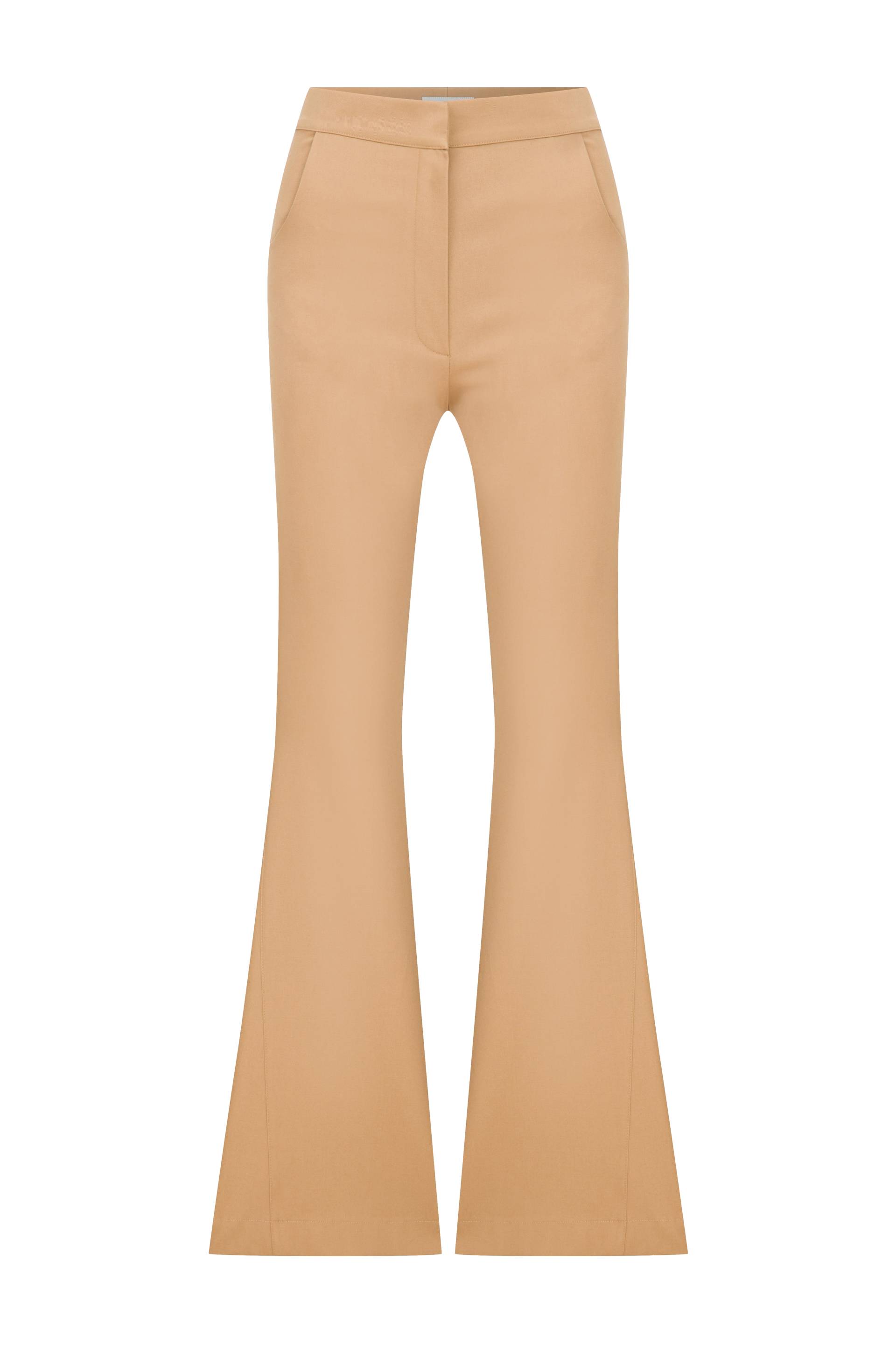 Avrell Cotton Flared Trousers in Golden Straw von Nazli Ceren