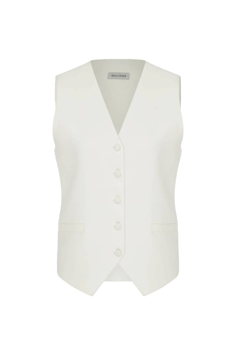 Nazli Ceren | Bea Crepe Vest in Blanche | Women's White Vests von Nazli Ceren