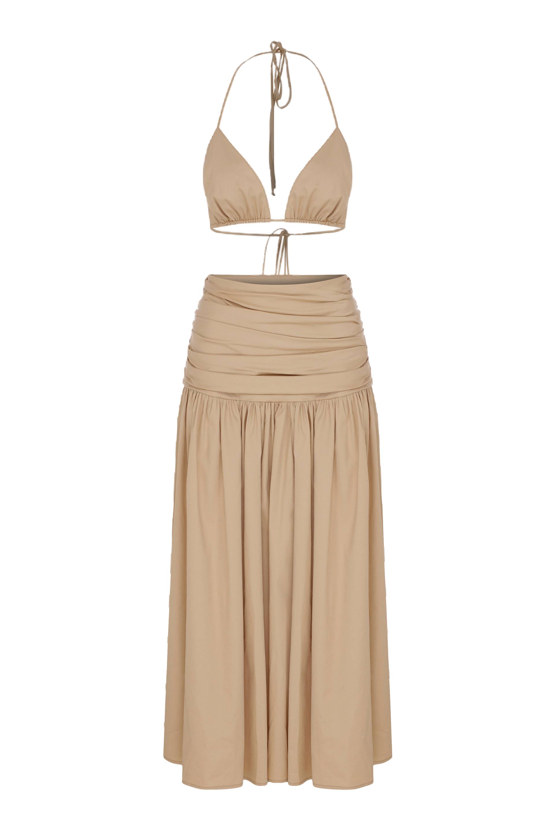 Birdie Rouched Maxi Skirt in Apple Cinnamon von Nazli Ceren