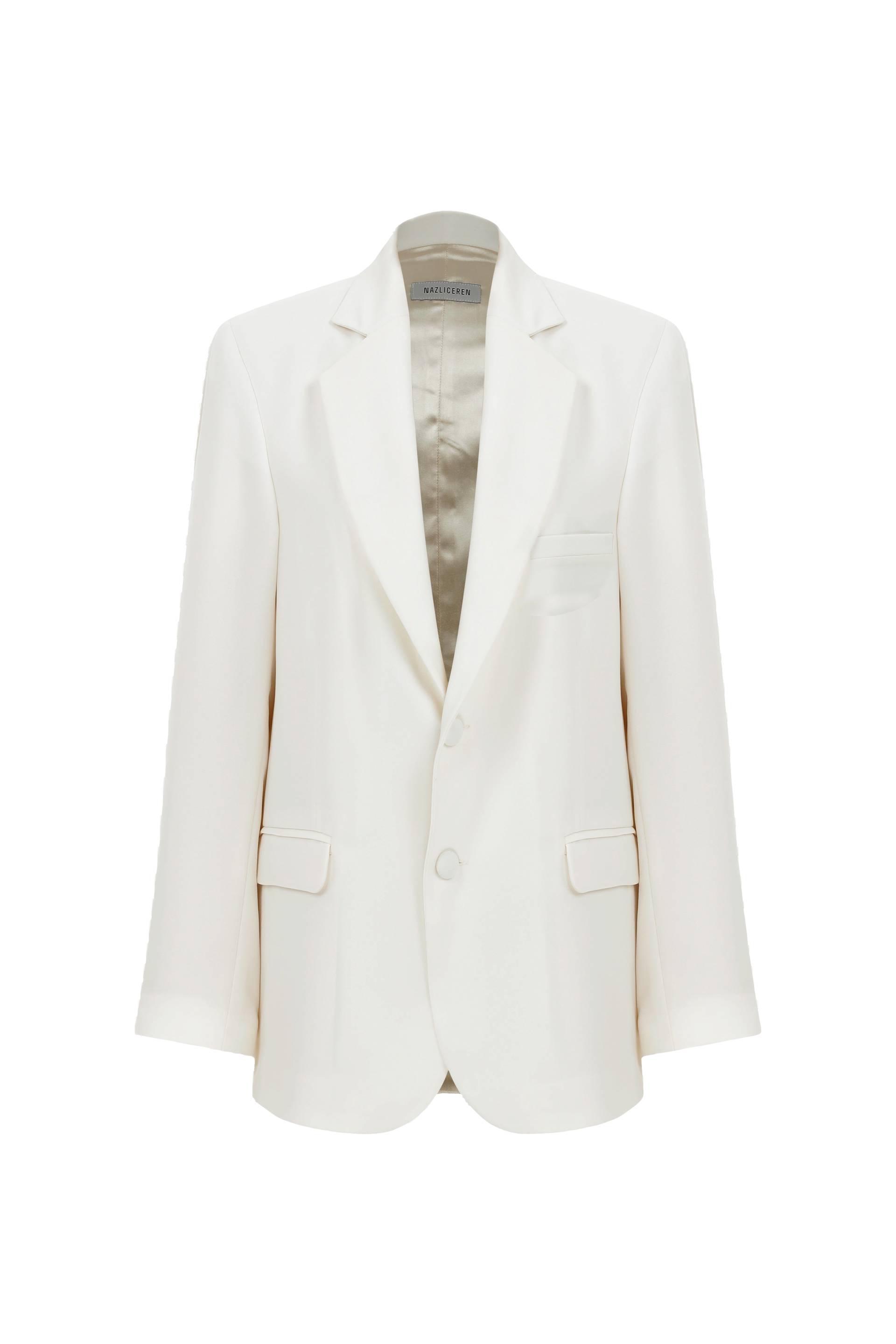 Boxy Oversize Crepe Blazer in Blanche von Nazli Ceren