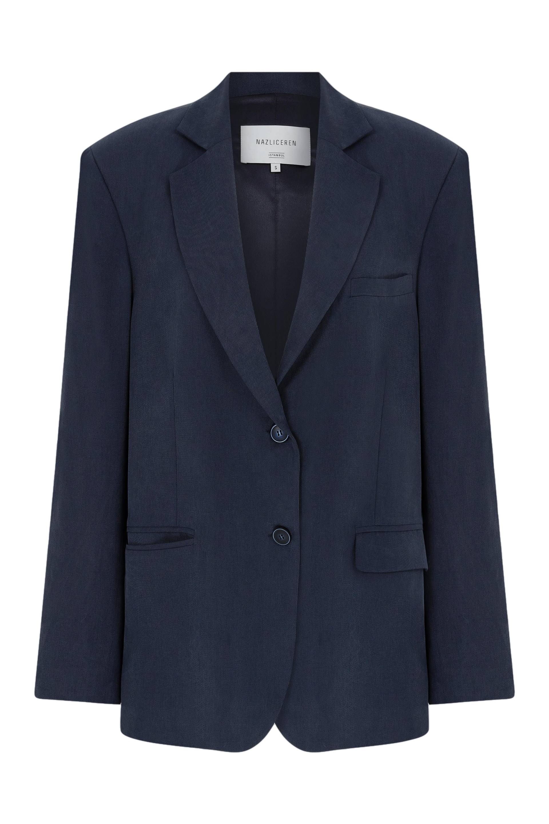Boxy Oversize Blazer in Navy Blue - Blue - L - Nazli Ceren - Blazers von Nazli Ceren
