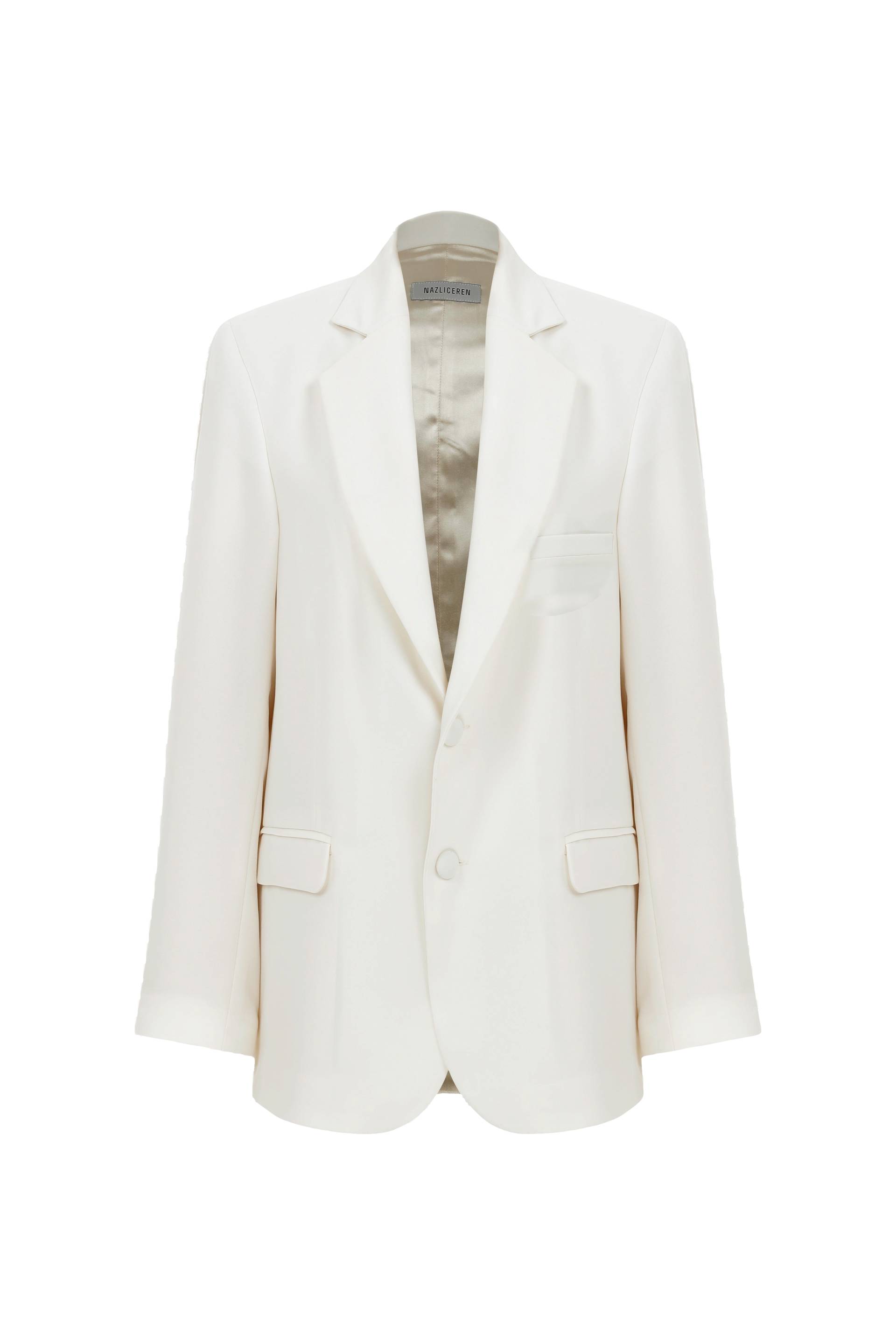 Boxy Oversize Crepe Blazer in Blanche - White - S - Nazli Ceren - Blazers Boxy Oversize Crepe Blazer in Blanche - White - S - Nazli Ceren - Blazers von Nazli Ceren