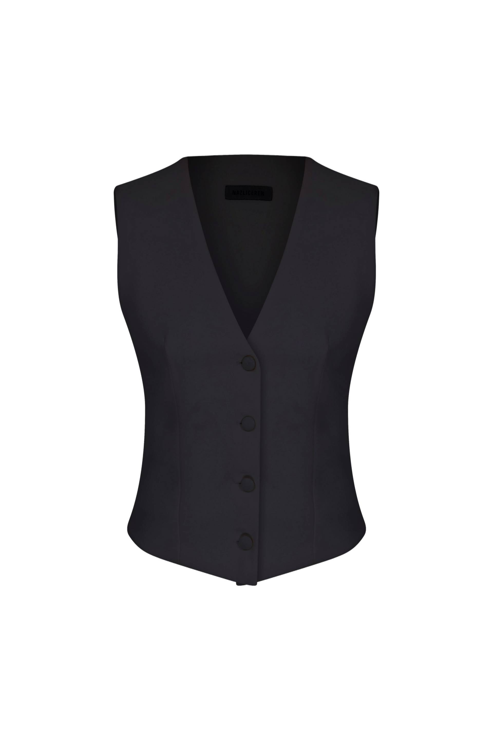 Nazli Ceren | Brita Linen Vest In Black | Women's Black Vests Nazli Ceren | Brita Linen Vest In Black | Women's Black Vests von Nazli Ceren