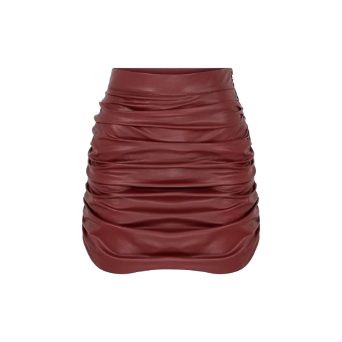 Chels Vegan Leather Mini Skirt In Burgundy von Nazli Ceren