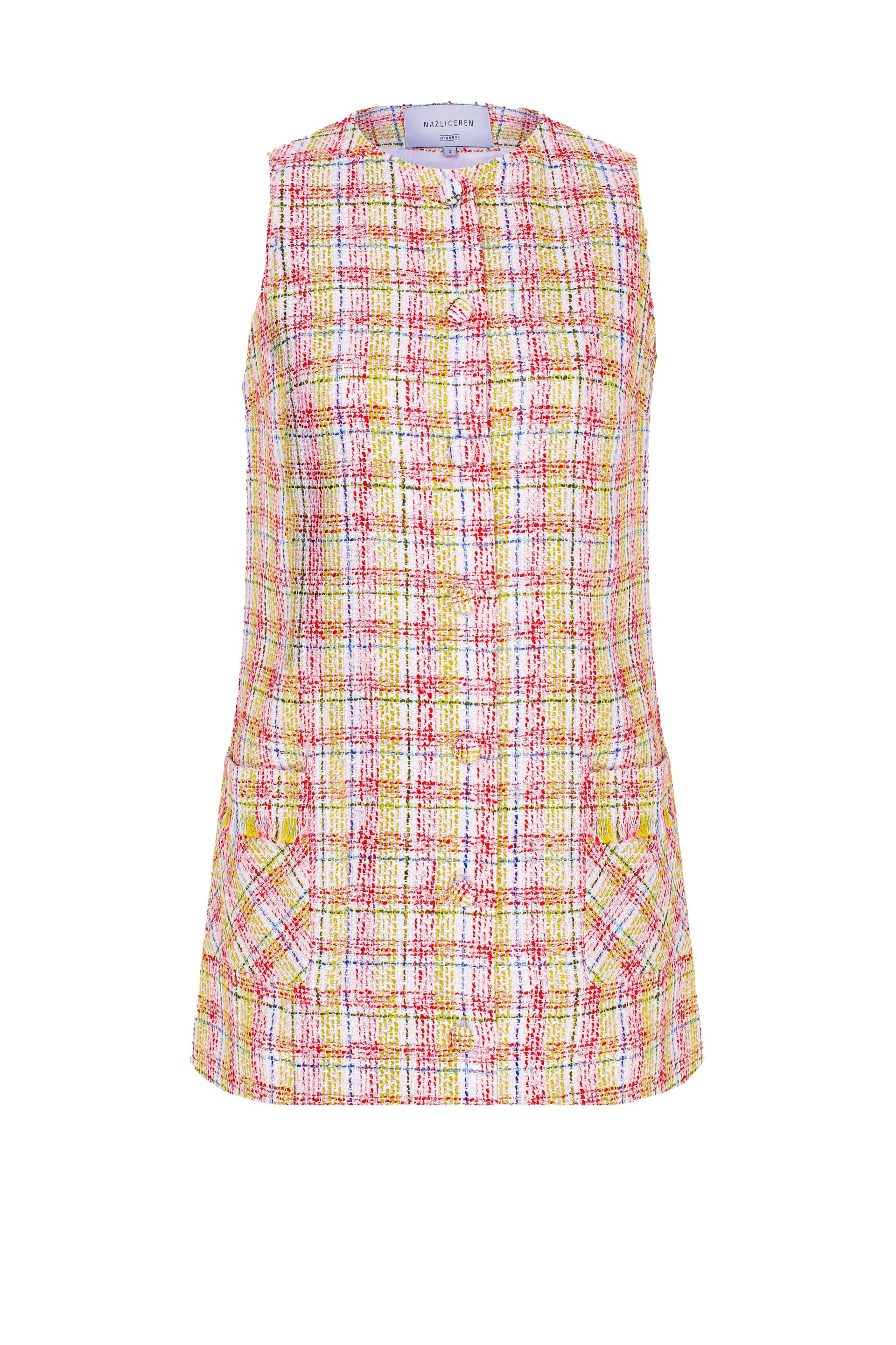 Chloe Cotton Tweed Mini Dress - Pink - L - Nazli Ceren - Mini dresses Chloe Cotton Tweed Mini Dress - Pink - L - Nazli Ceren - Mini dresses von Nazli Ceren