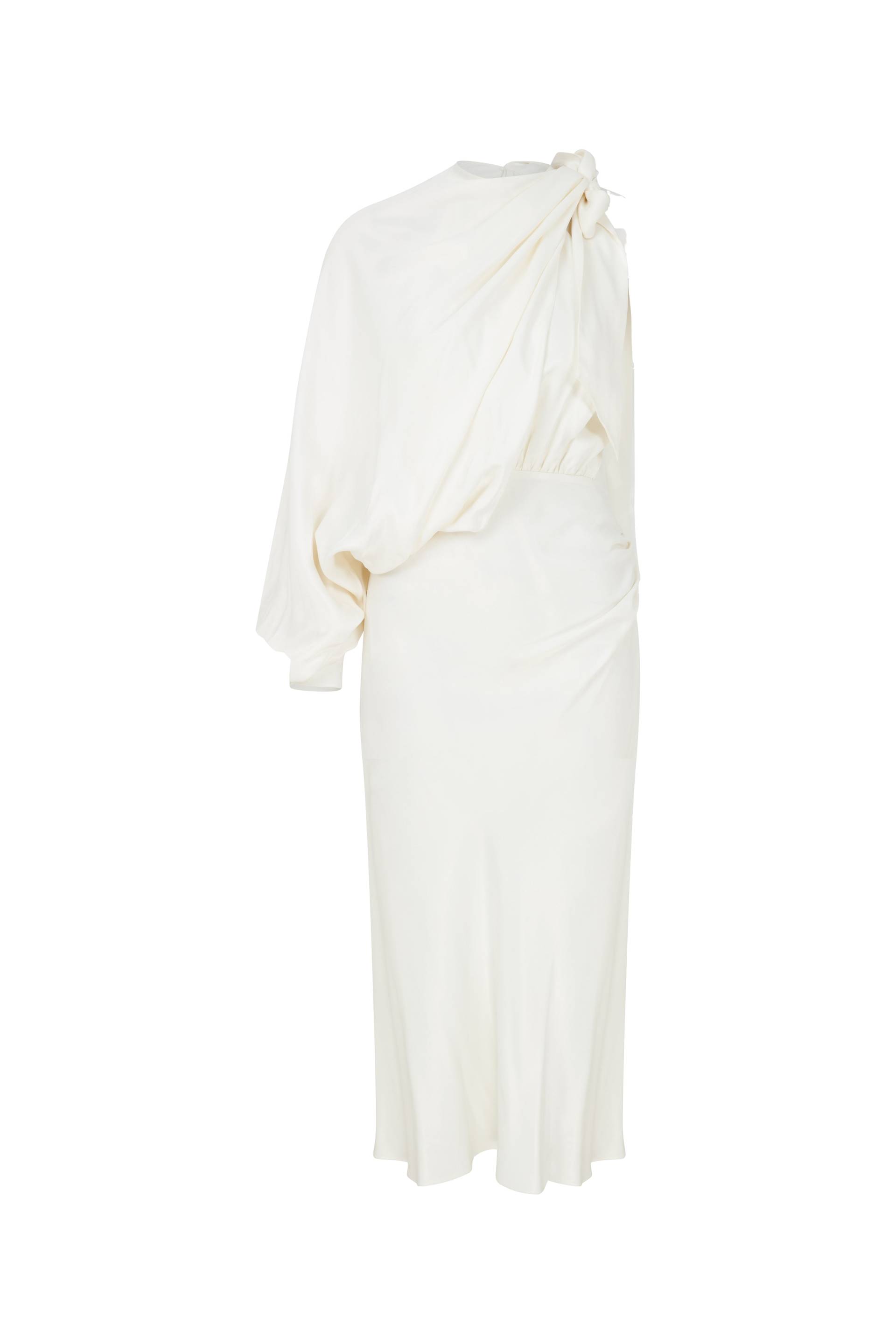 Emillien Asymmetric Satin Dress in White Swan von Nazli Ceren