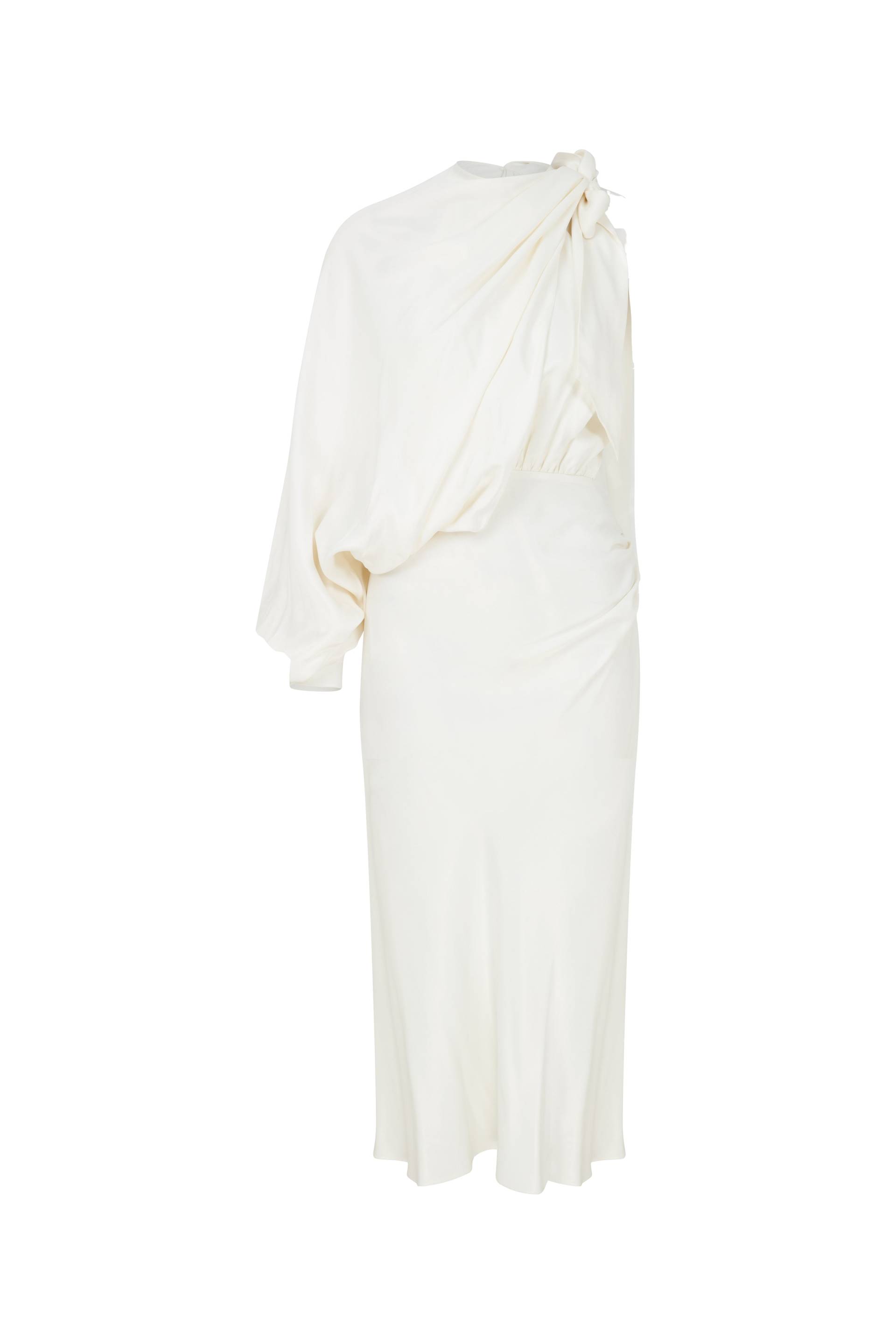 Nazli Ceren | Emillien Asymmetric Satin Dress in White Swan | Women's White Midi dresses von Nazli Ceren