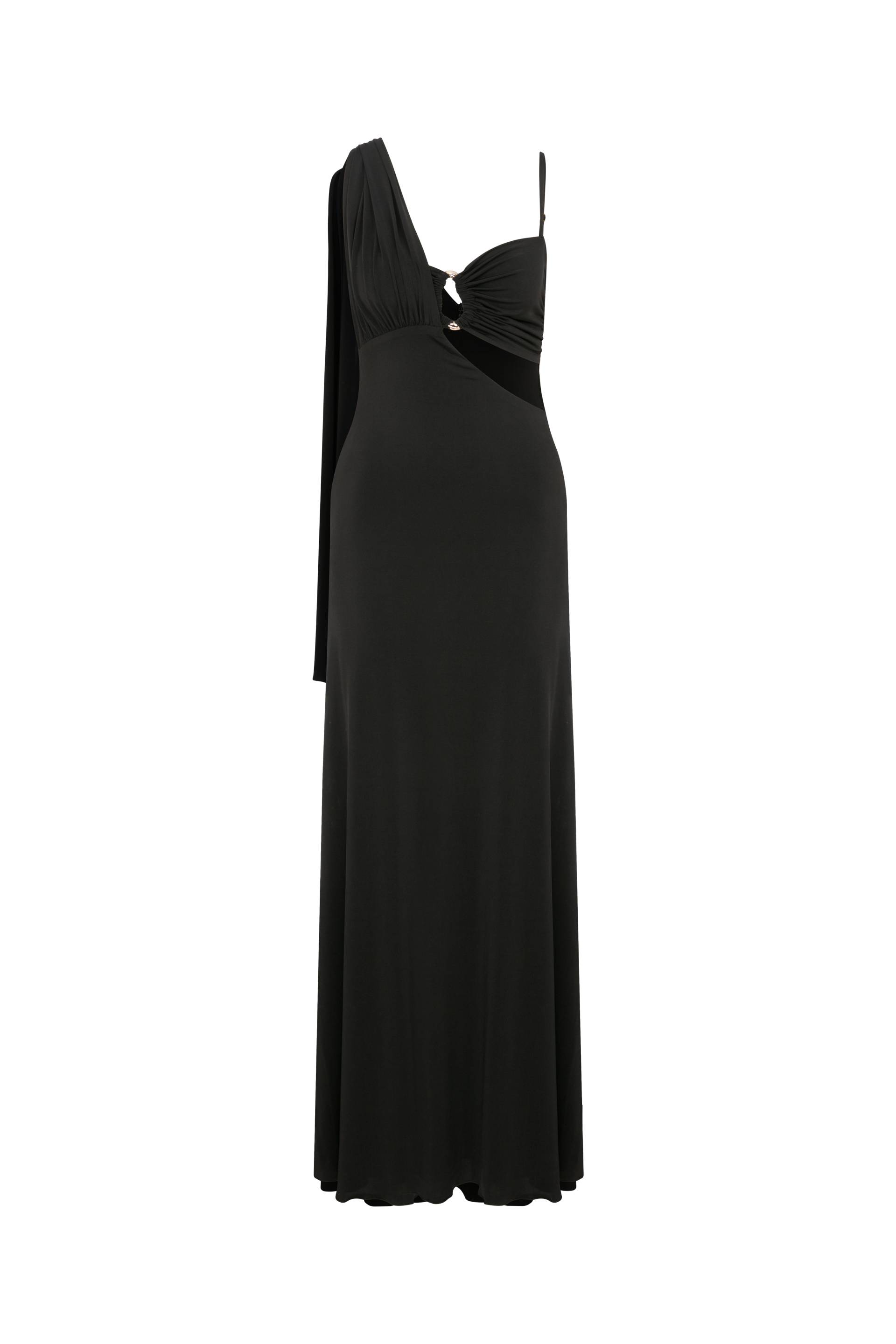 Grace Jersey Asymmetric Long Dress in Black von Nazli Ceren