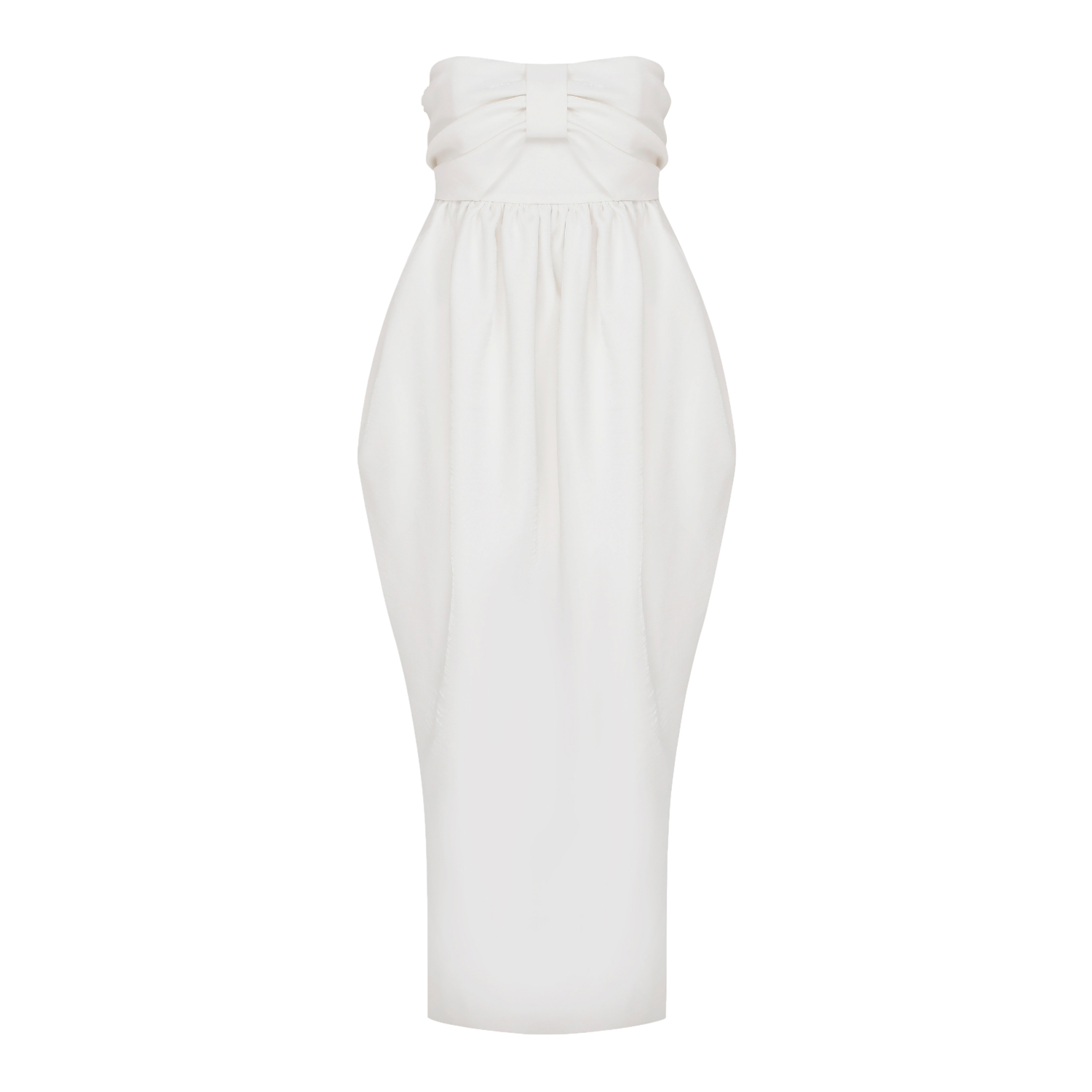 Jeanne Balloon Midi Dress in Blanc de Blanc von Nazli Ceren