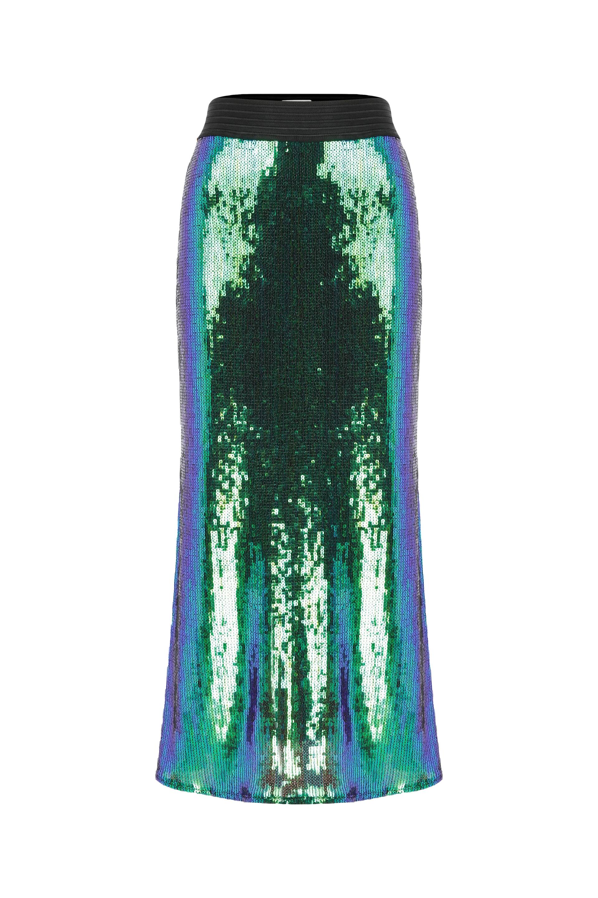 Joelle Sequin Maxi Skirt in Océan Bleu - Green - L - Nazli Ceren - Maxi skirts Joelle Sequin Maxi Skirt in Océan Bleu - Green - L - Nazli Ceren - Maxi skirts von Nazli Ceren