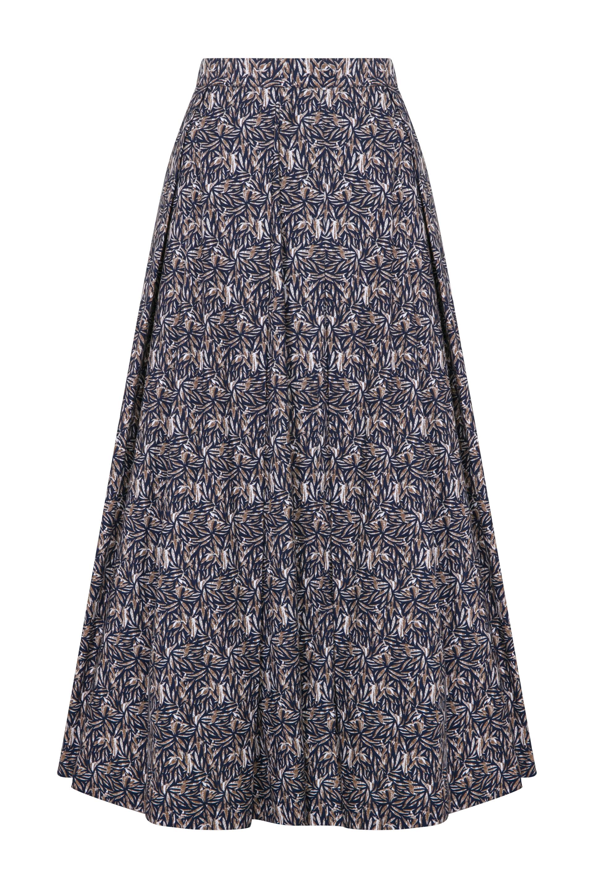 June Printed Cotton Midi Skirt in Brown von Nazli Ceren