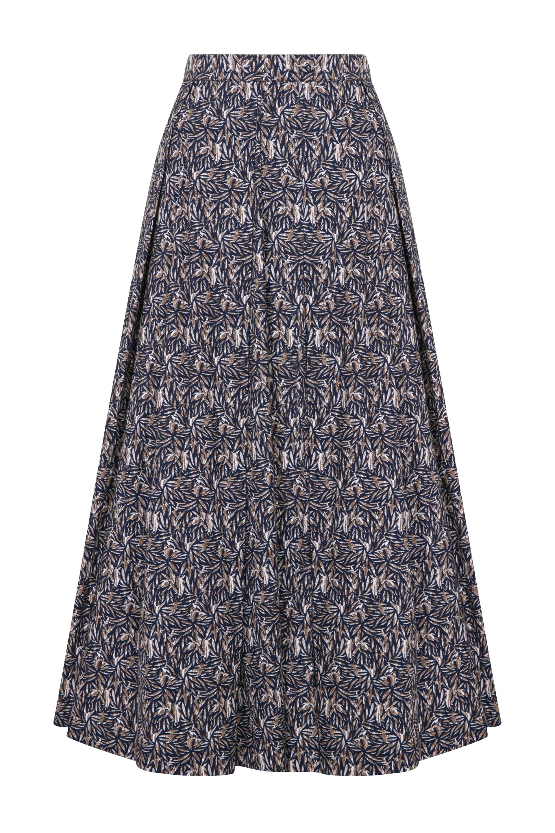 Nazli Ceren | June Printed Cotton Midi Skirt in Brown | Women's Smoke Grey Midi skirts Nazli Ceren | June Printed Cotton Midi Skirt in Brown | Women's Smoke Grey Midi skirts von Nazli Ceren