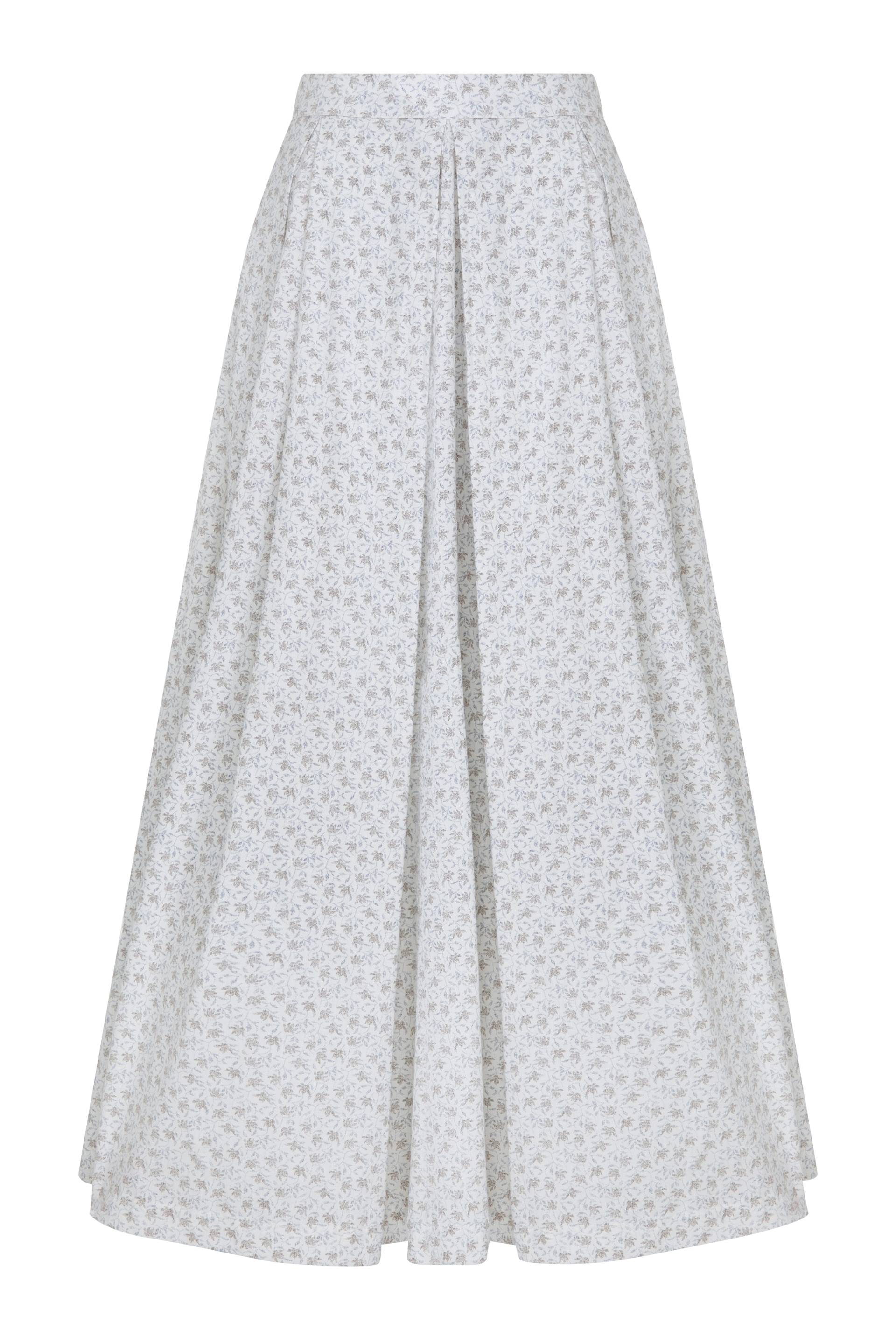 June Printed Cotton Midi Skirt in Cannoli Cream von Nazli Ceren