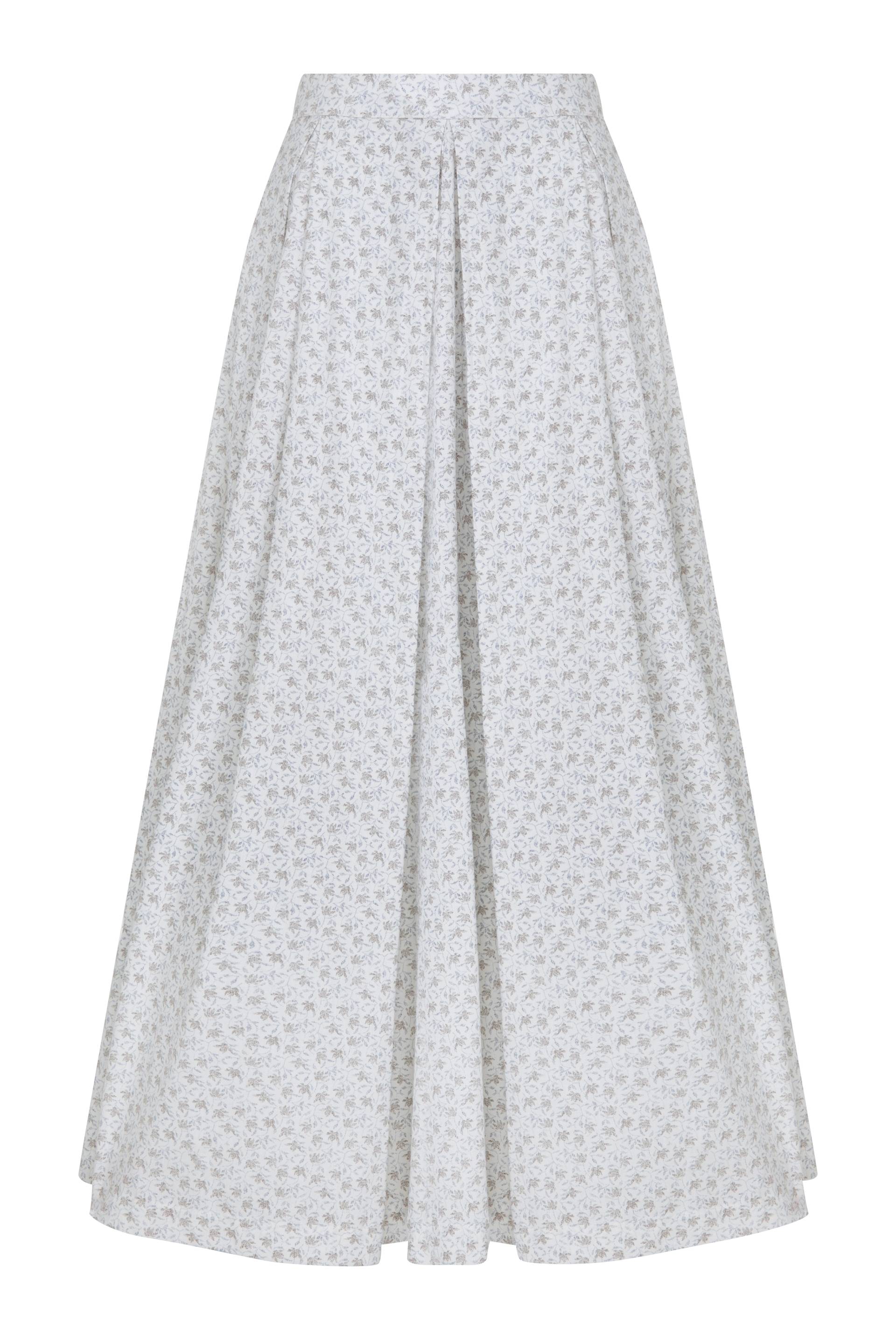 Nazli Ceren | June Printed Cotton Midi Skirt in Cannoli Cream | Women's White Midi skirts von Nazli Ceren